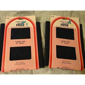 Lot of 2 Coats & Clark Iron On Repair Patches 01 Denim Strip